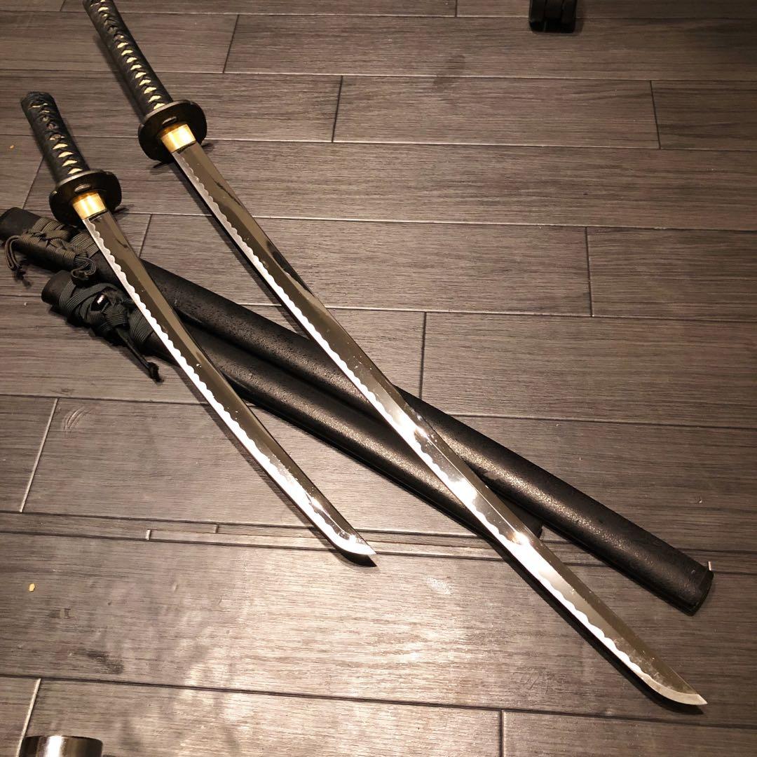 高級模造刀　居合刀　 美術刀剣　太刀　脇差　大小セット　深緑拵え