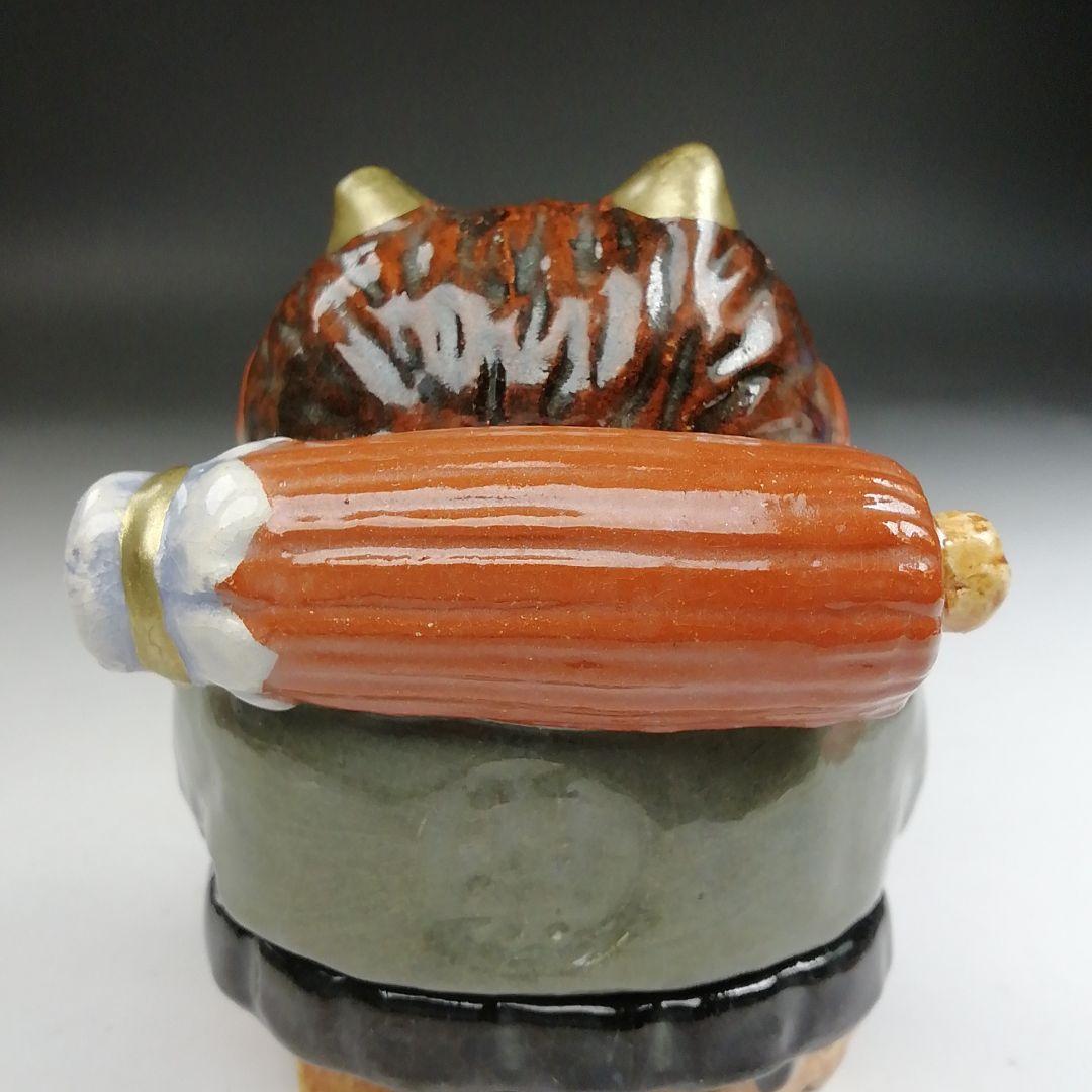 T840 香合 『鬼の念仏』『伊東桂楽 造』 共箱 茶道具