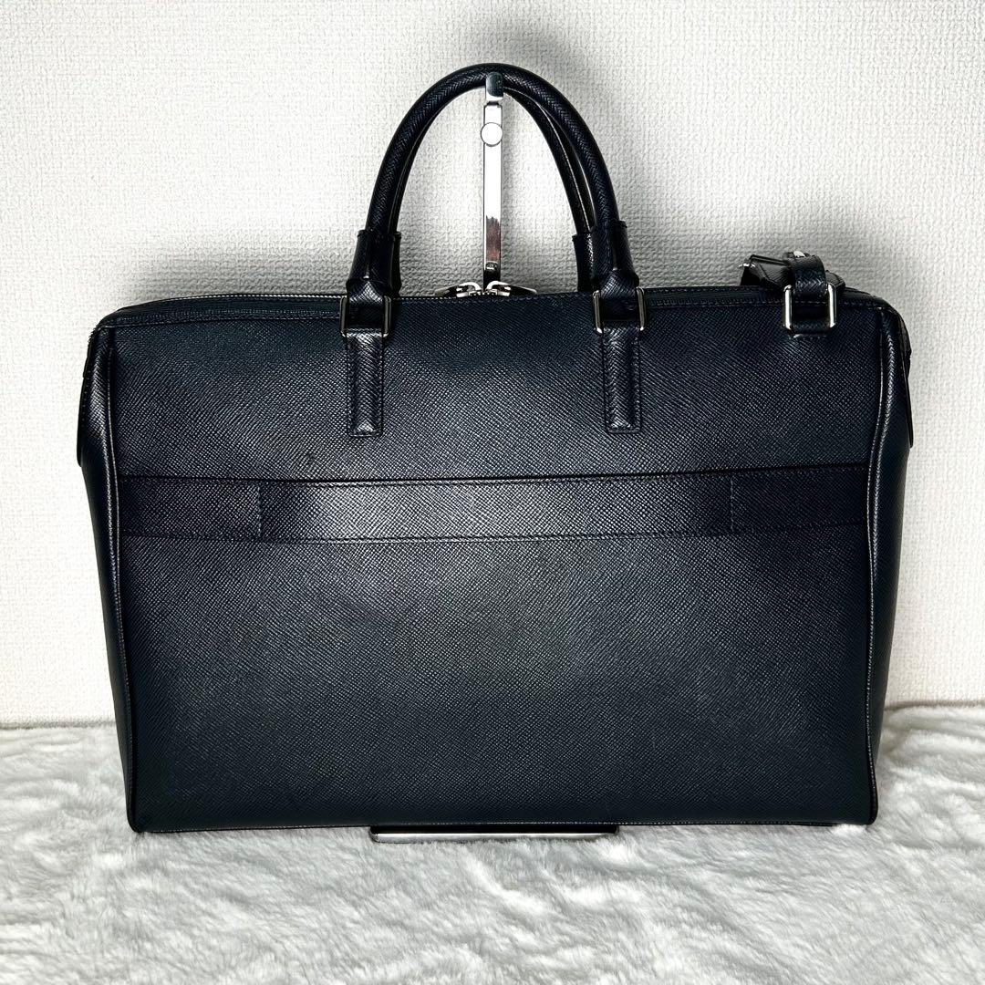 SERAPIAN サフィアーノレザー　牛革　2way ビジネスバック　紺色