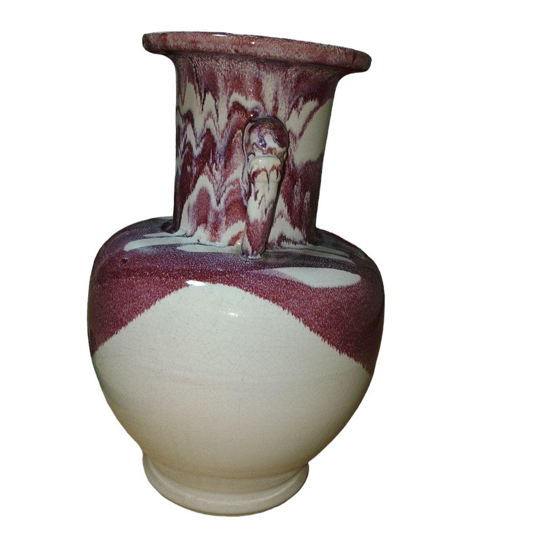 しがらき焼 海鼠釉双耳花瓶