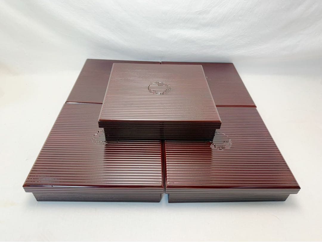 懐石道具 浅己造 輪島塗 木製溜塗 幕の内 縁高重箱 五客揃 内