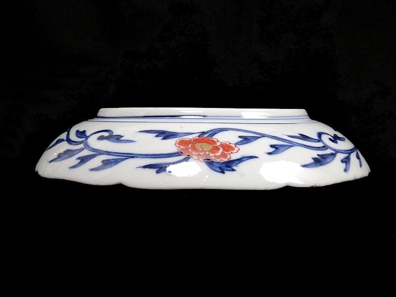 大聖寺伊万里　金襴手　窓絵　花の図　7寸半皿　D707AS-BQm