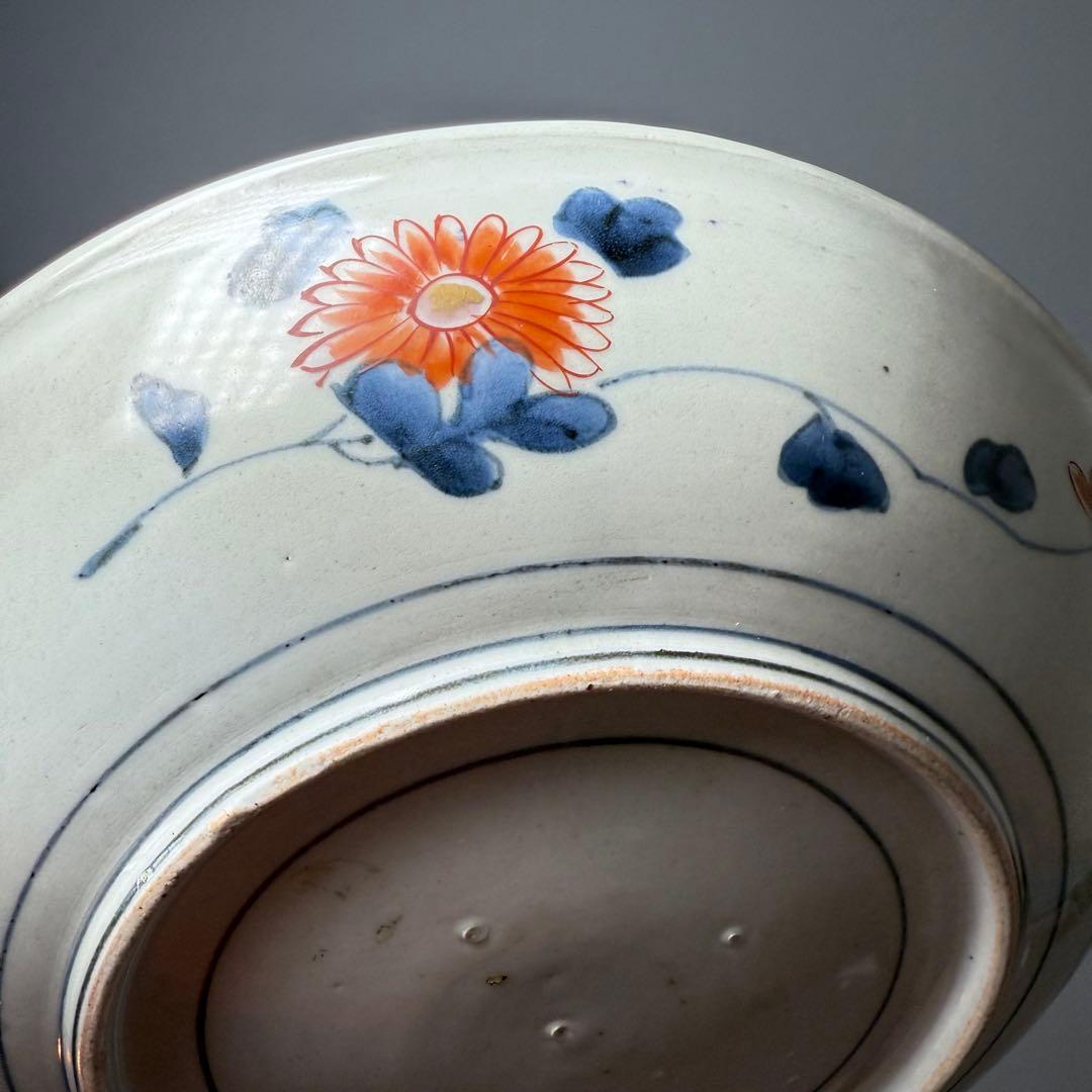 元禄伊万里 古伊万里 色絵菊花瓶文皿 約28cm 古美術 豪商旧蔵