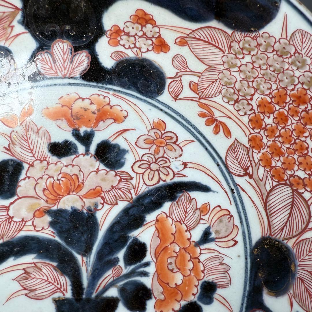 元禄伊万里 古伊万里 色絵菊花瓶文皿 約28cm 古美術 豪商旧蔵