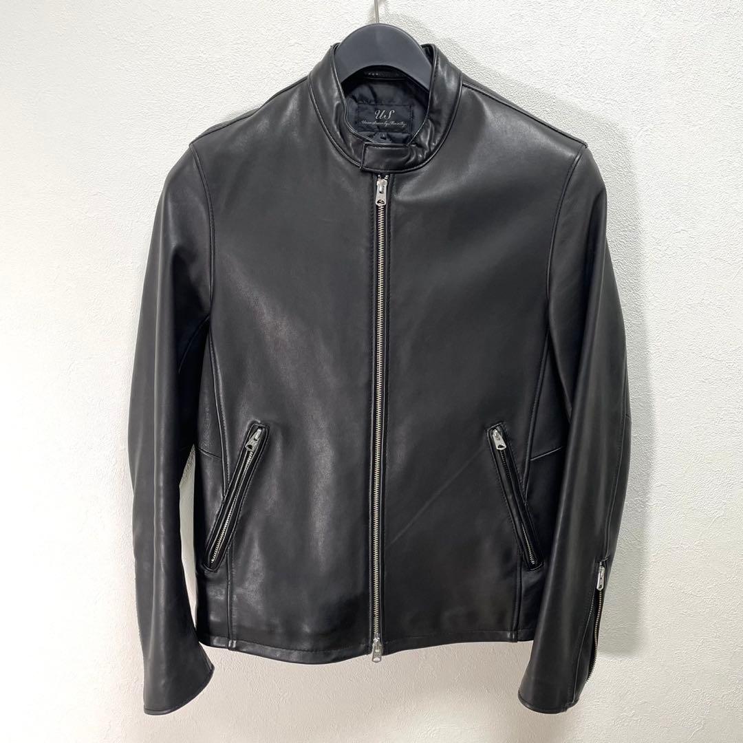 美品 UNION STATION シングルライダース キルティング 羊革 レザーの