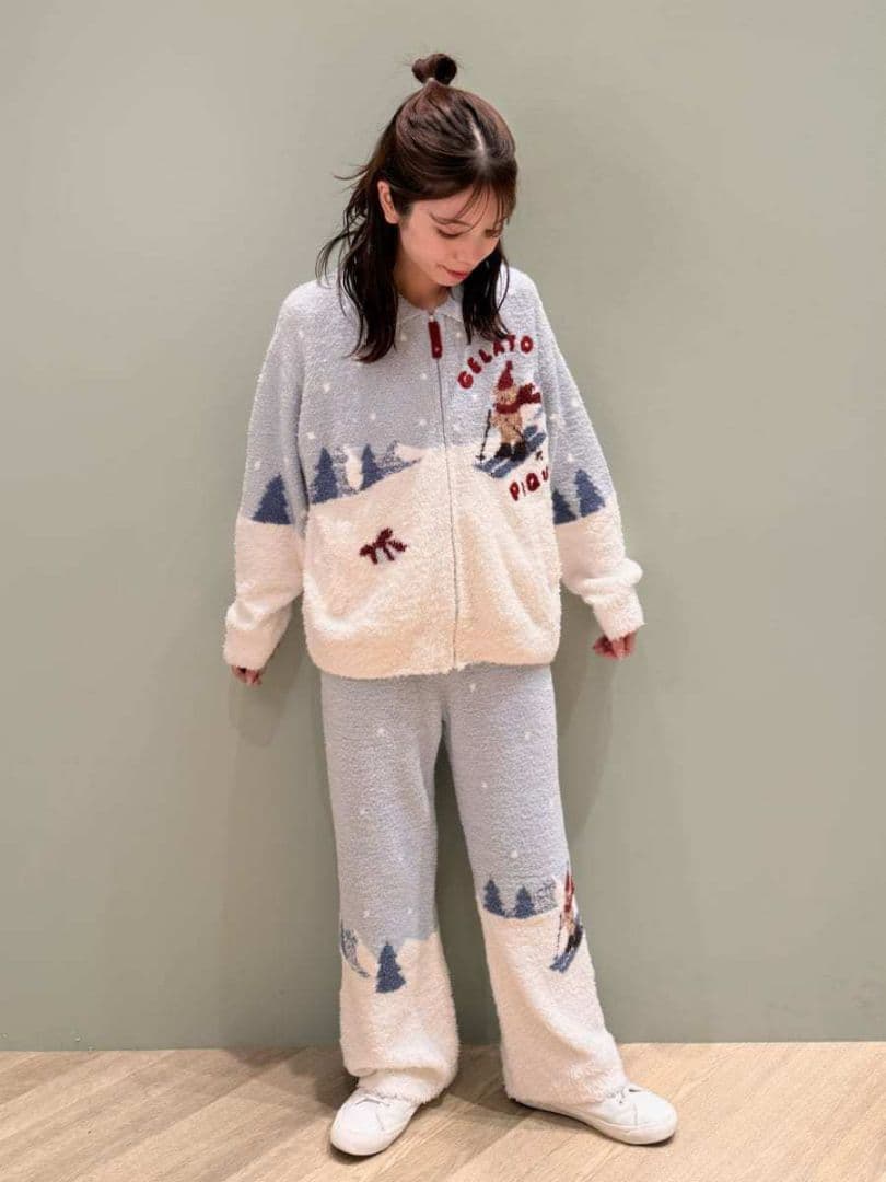 新品✨ジェラートピケ【HOLIDAY】スキーベアジャガードカーディガン MNT