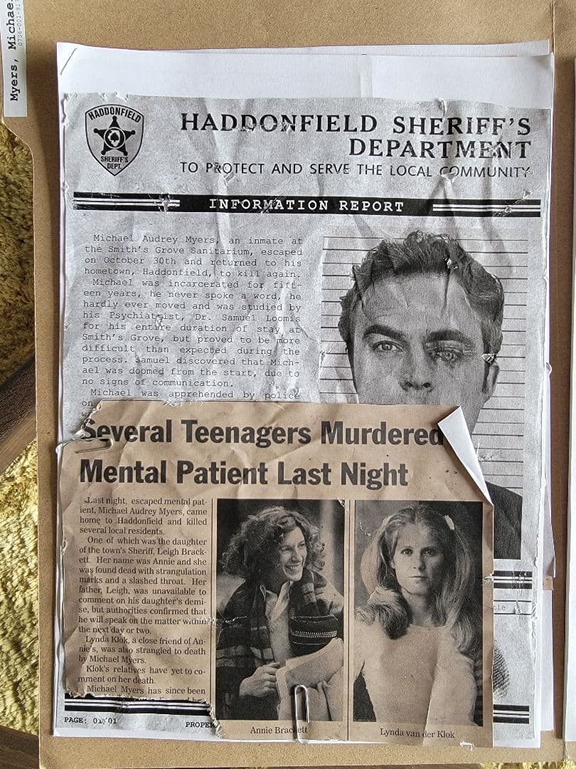 Halloween Kills マイケル・マイヤーズ 患者情報と事件報告書