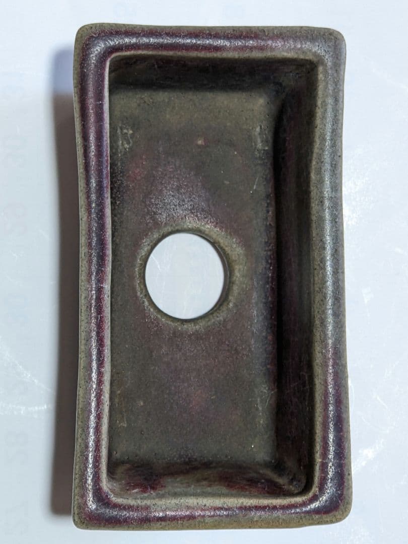 ♢中国古玩 長方形辰砂ミニ盆栽鉢 北京紫禁城 建福宮印 古美術