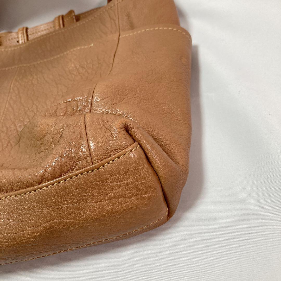 genten ゲンテン タスカ ロゴ ショルダーバッグ レザー グレージュ