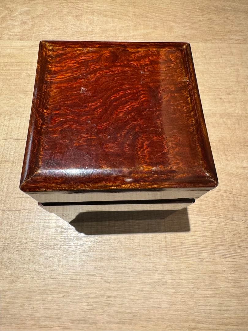 蕎麦好き粋人 欅3段重箱 茶道具 会席骨董品 木製漆器 幕末期〜