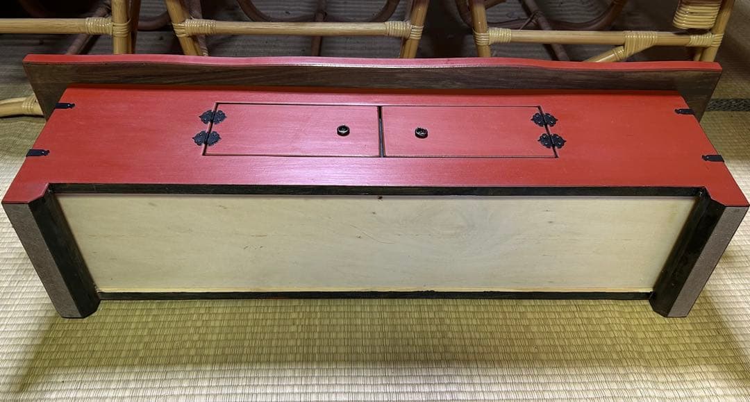 古家具 アンティーク 木製 朱塗り 棚