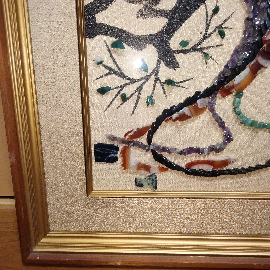 宝石画】貴石画 雲雀作 アンティーク レトロ インテリア 絵