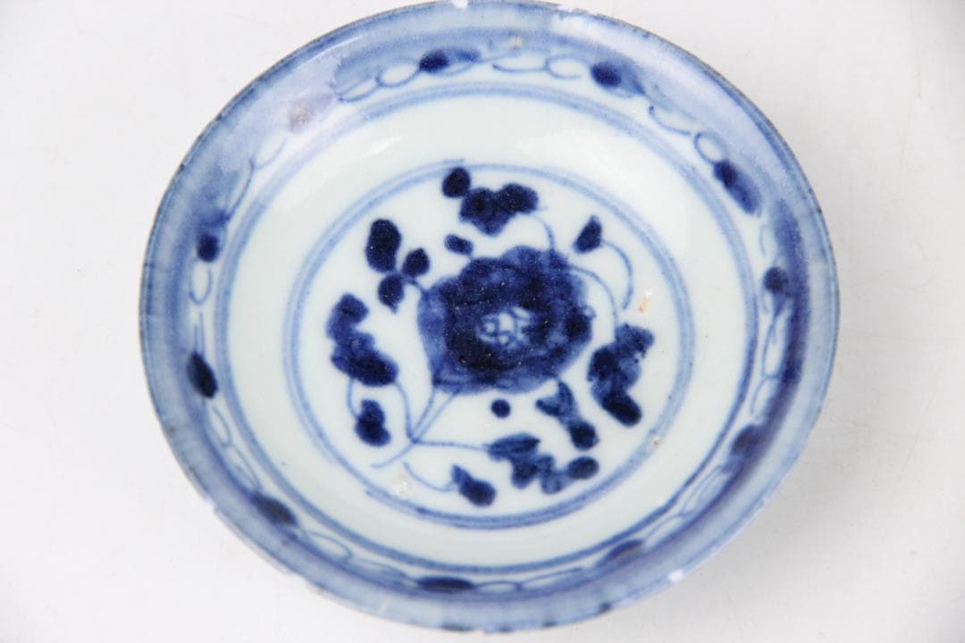 中国 安南 清時代 唐草紋樣青華染付 碗 盃まとめ売6点 EY11-12