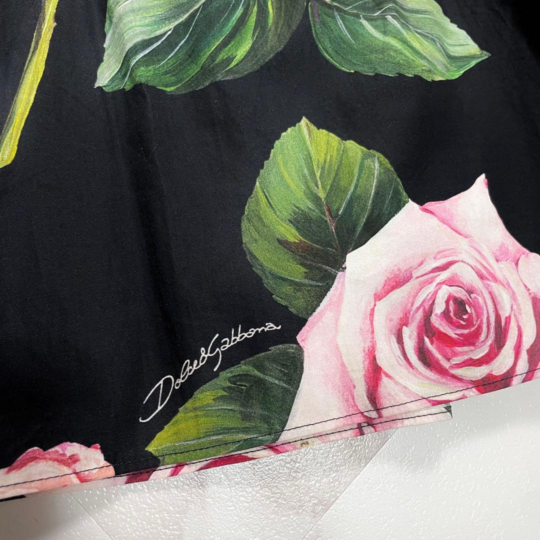 新品タグ付✨Dolce&Gabbana プリーツ フレア スカート 薔薇柄 42