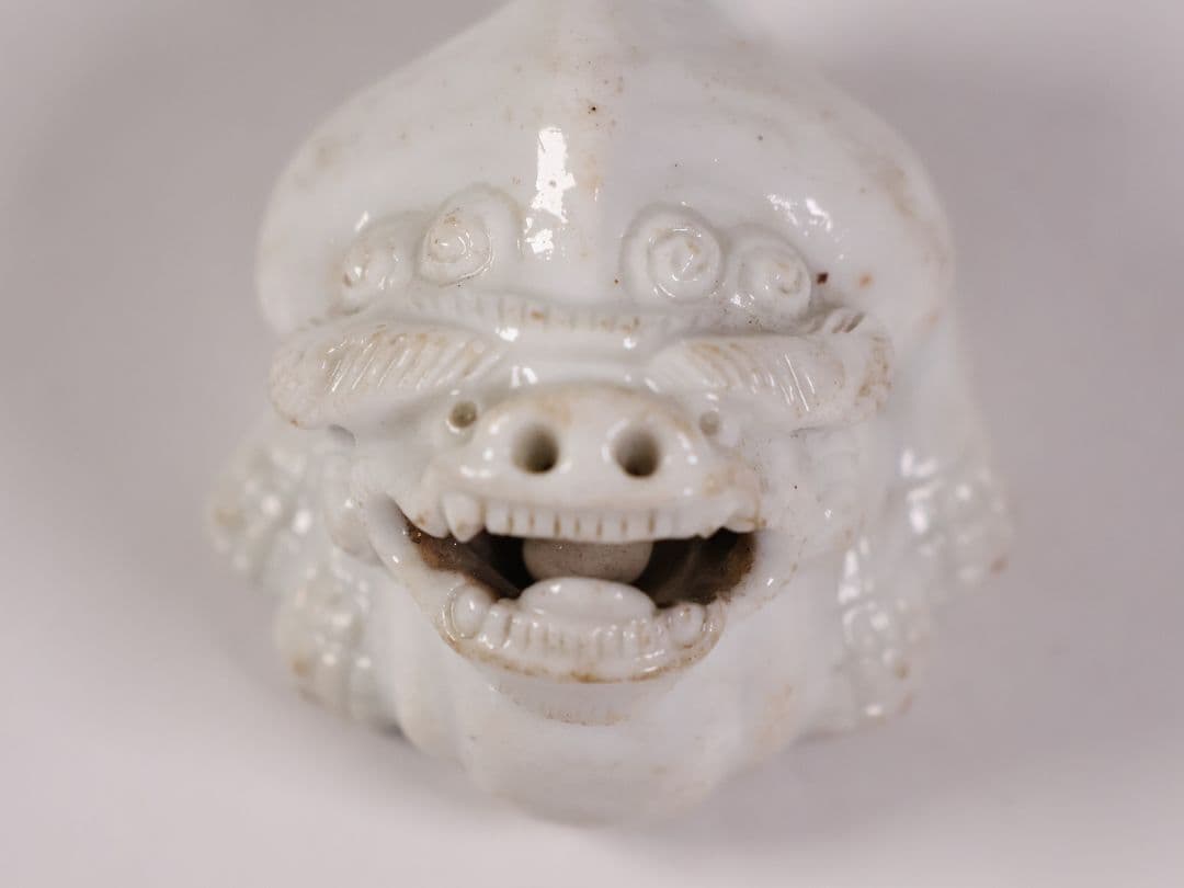 時代 堤物 陶製 獅子 根付 【MA863】