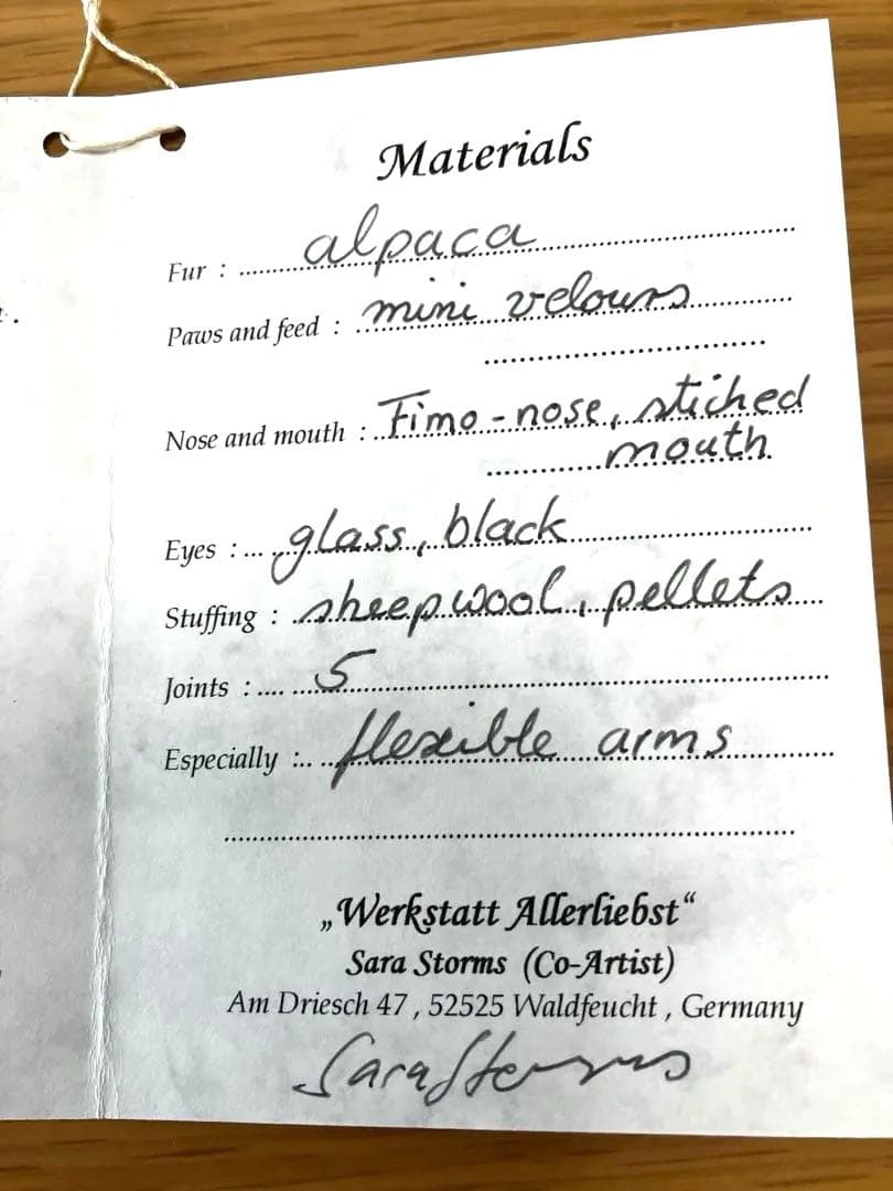 幻のベア作家デザイン】サラ•ストーン作28㎝ドイツ作家ベア/限定/レア