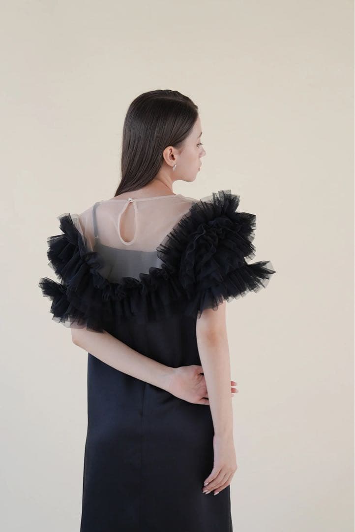 Acka volume tulle dress ブラック