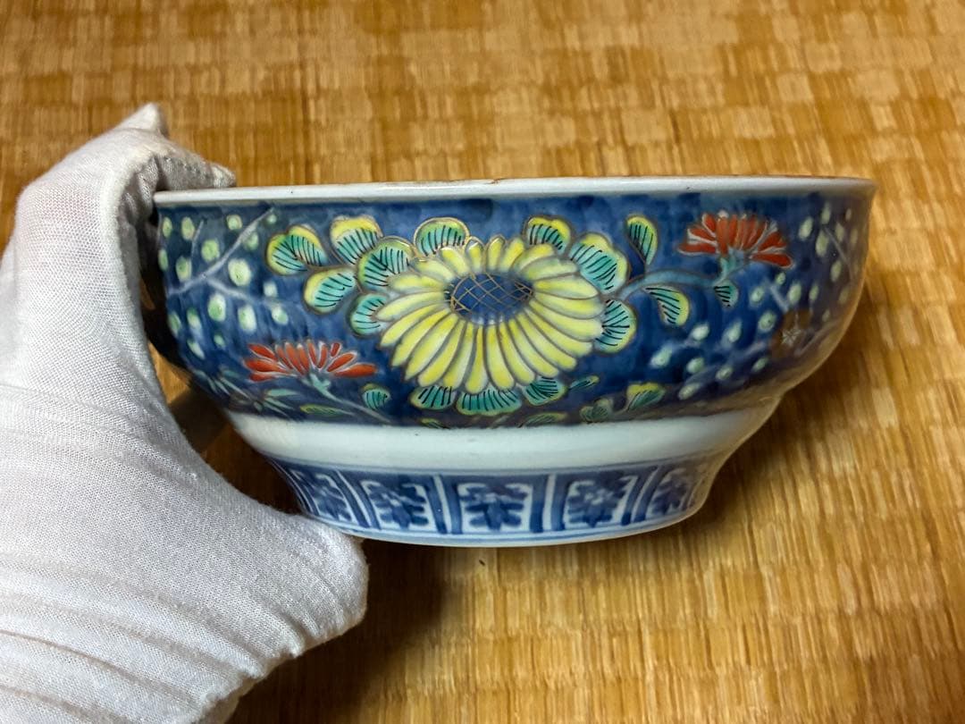 古伊万里 金彩 色絵 風景図 牡丹紋 深鉢 盛鉢 二点