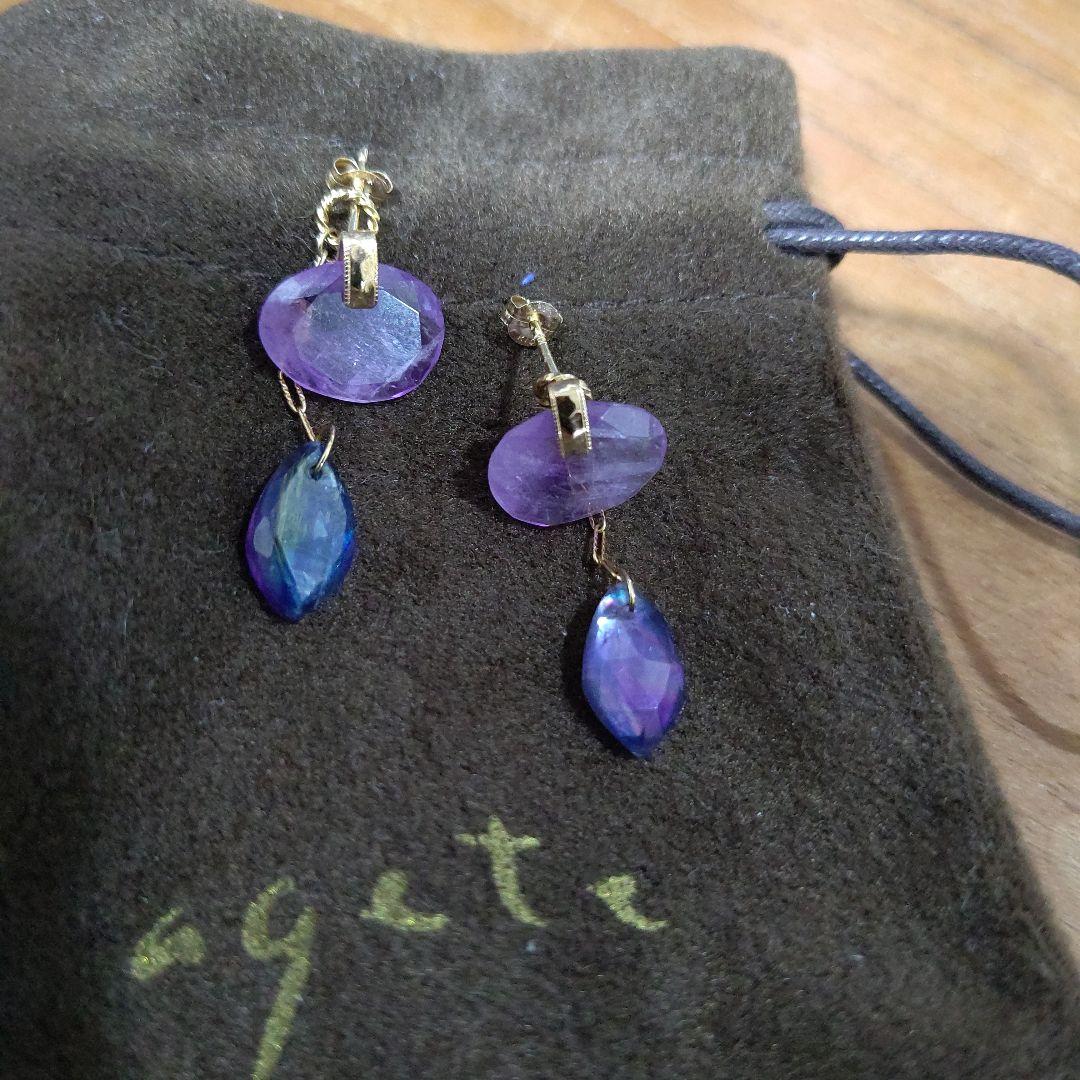 agete 2019限定 アメジスト カイヤナイト ピアス&チャームセット agete