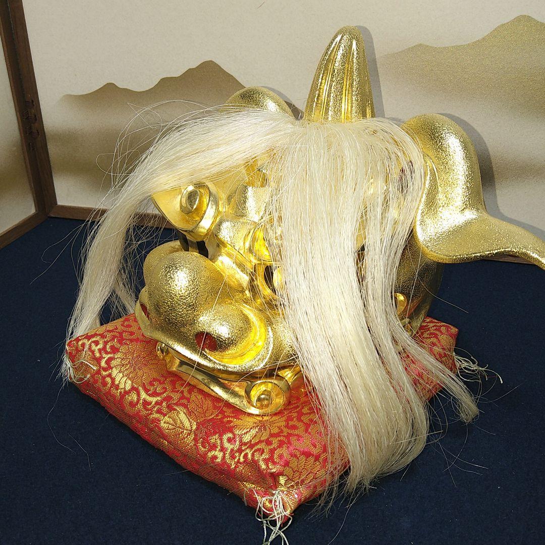 AF94 獅子頭 荒井寿斎作 富山県井波彫刻 木製 栞 共箱 美品 縁起物 美