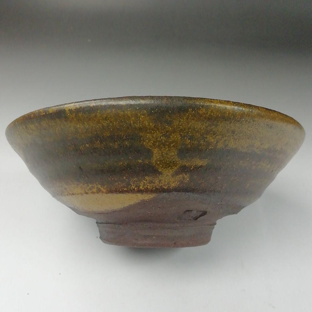 T355 茶碗 『笠間焼』『平茶碗』『河野章 作』 共箱 抹茶碗 茶道具
