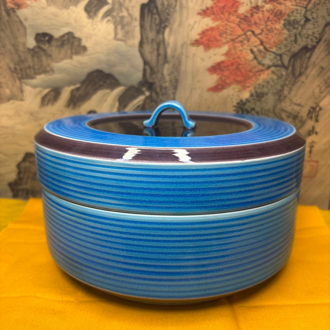 手塚大示 独楽 平安大示 食籠 共箱 交趾 山水