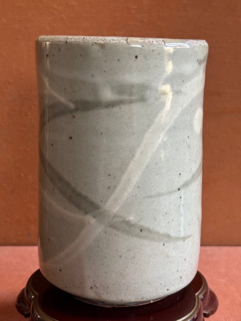 やまちゃん様専用河井寛次郎作灰黒白釉掛回文筒瓶 検森を