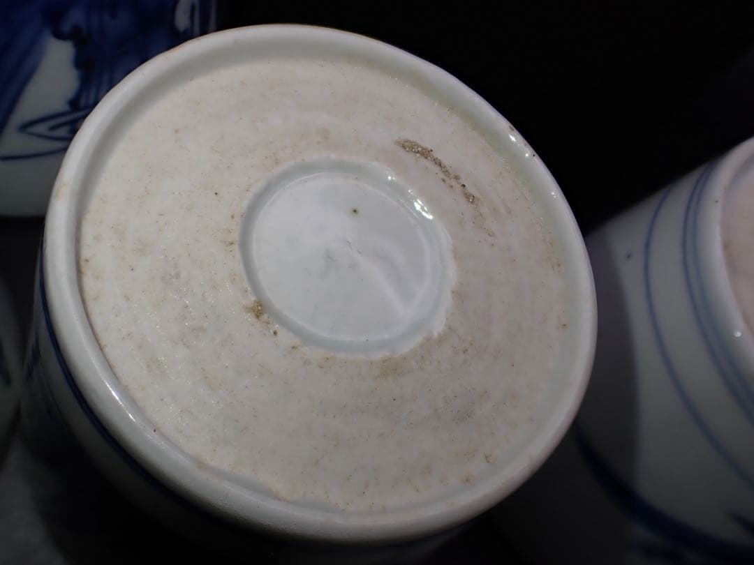 ５客完品⑦　古伊万里　手杓と手水鉢に鳥の図　そば猪口　江戸後期