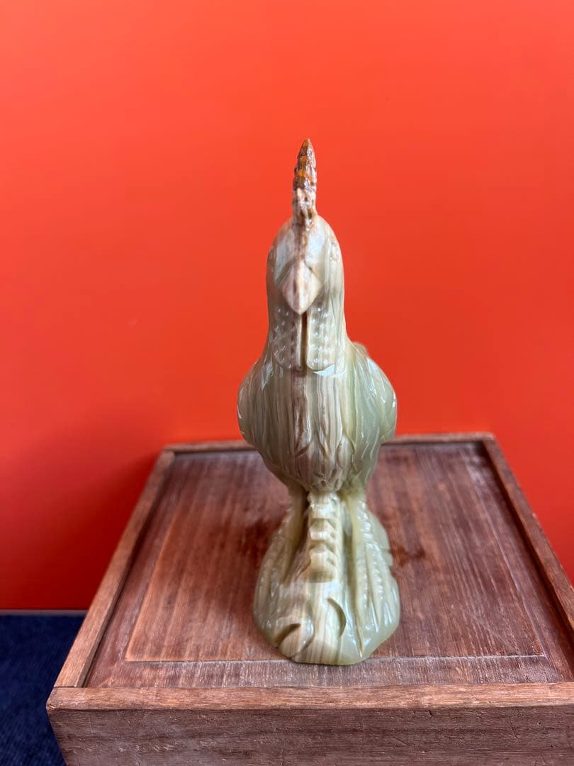 1495 特上彫 酉 鶏 置物 彫刻工芸品