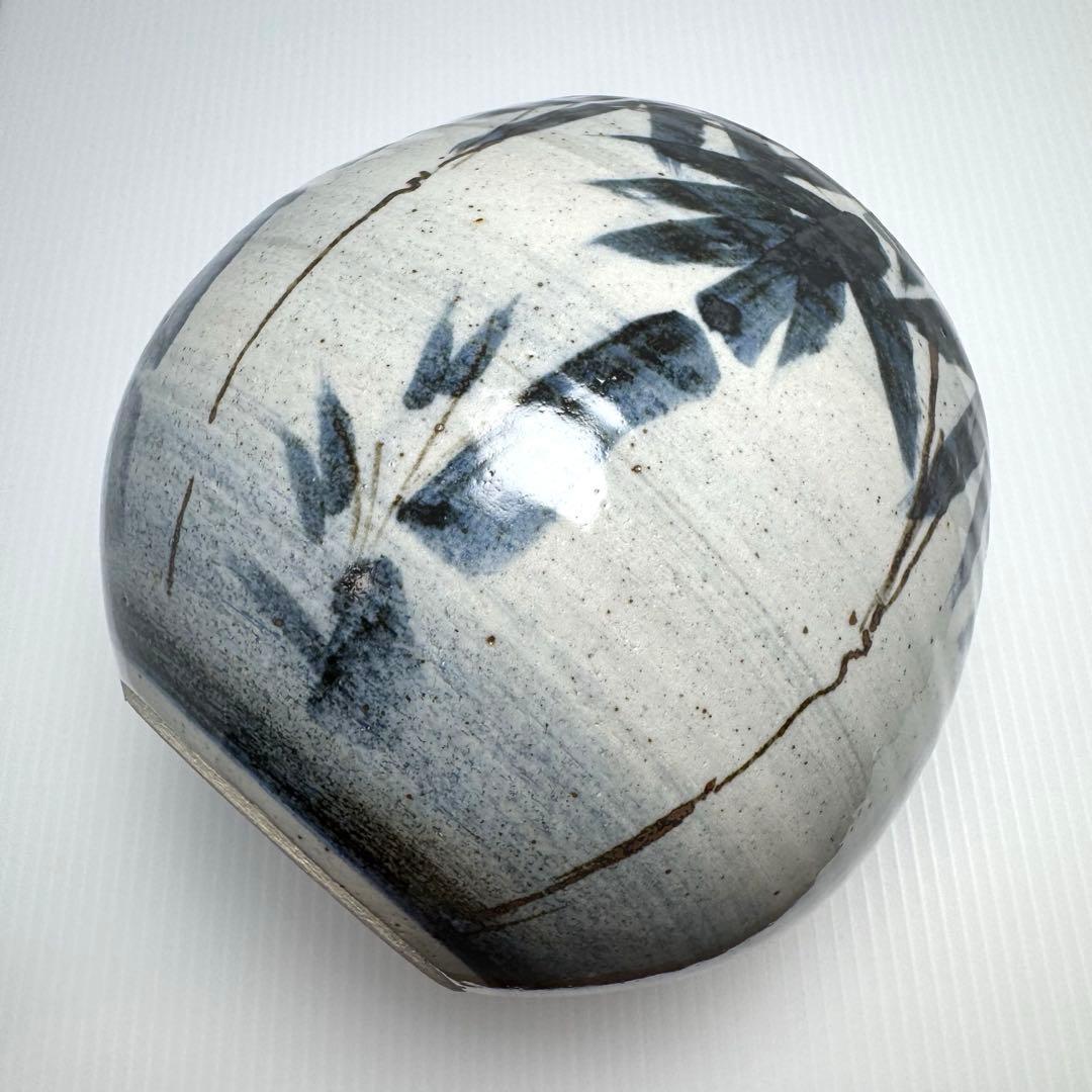 未使用 九谷焼 古青 壺 球形 丸型 円型 置物 伝統工芸