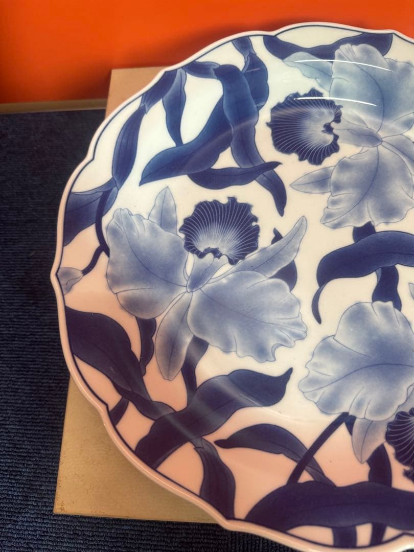 1764 香蘭社 染 カトレア 大皿 30cm 未使用