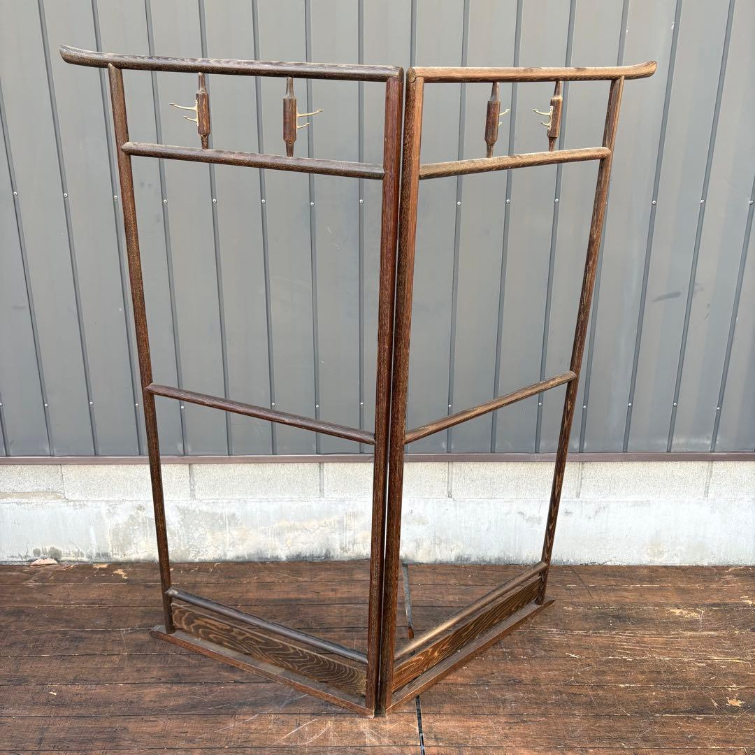 昭和レトロ 和風 古民具 漆塗り 衣桁 衣紋掛け 古道具 和家具 コゲ茶