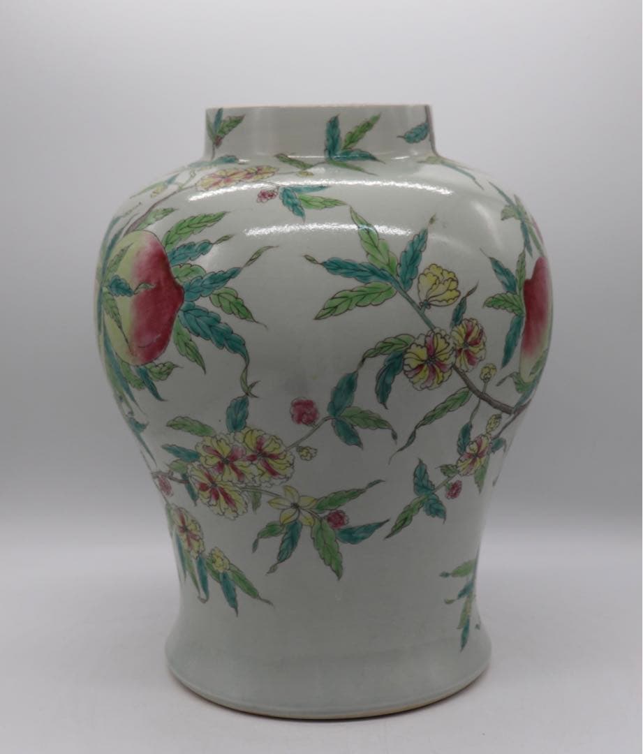 中国　粉彩桃紋大瓶　送料込み0523