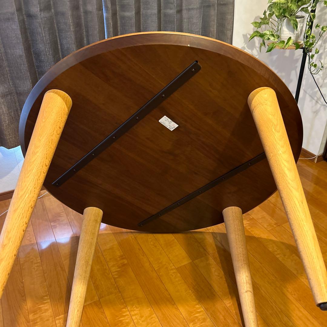 柏木工　円形木製テーブル ブラウン