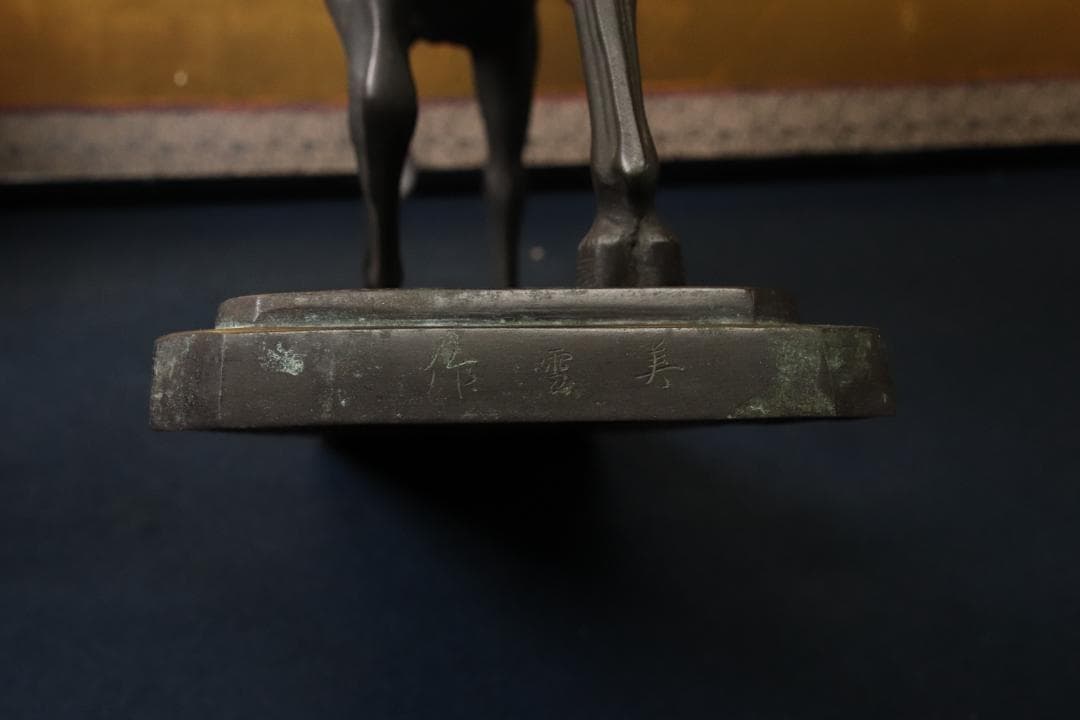 EE001金工師美雪作古銅製銀象嵌楠木正成公高さ48㎝重さ14㎏