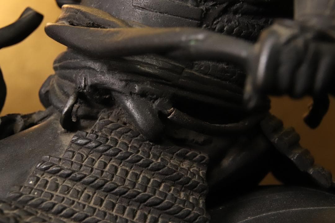 EE001金工師美雪作古銅製銀象嵌楠木正成公高さ48㎝重さ14㎏