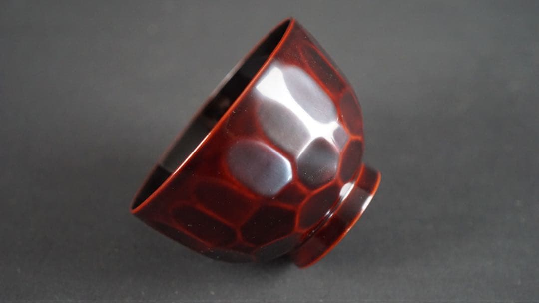 輪島塗 渦蒔絵 亀甲形 吸物椀 5客 共箱 未使用 美品