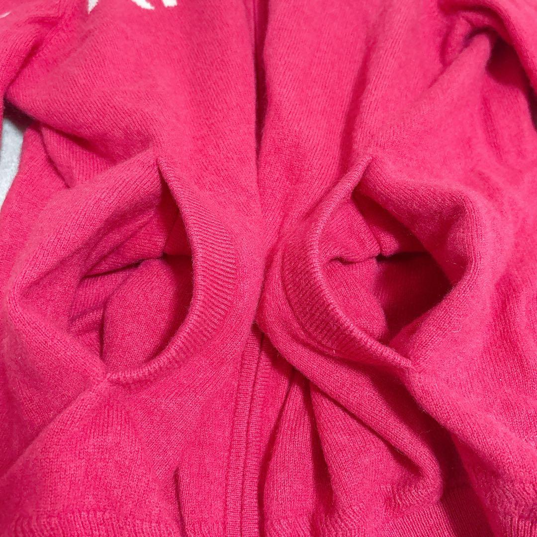 パーリーゲイツ　カシミヤ100% ジップアップニット　ピンク　ロゴ