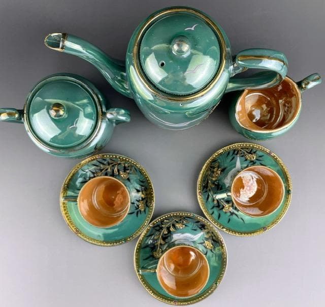 【希少】オールドニッポン ジュエル ティーセット ラスター彩 フライングスワン