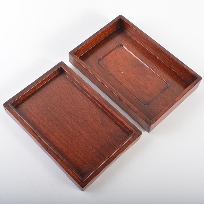 中国 書道具 花刻 端渓硯 唐木箱付 ショップ V R6981