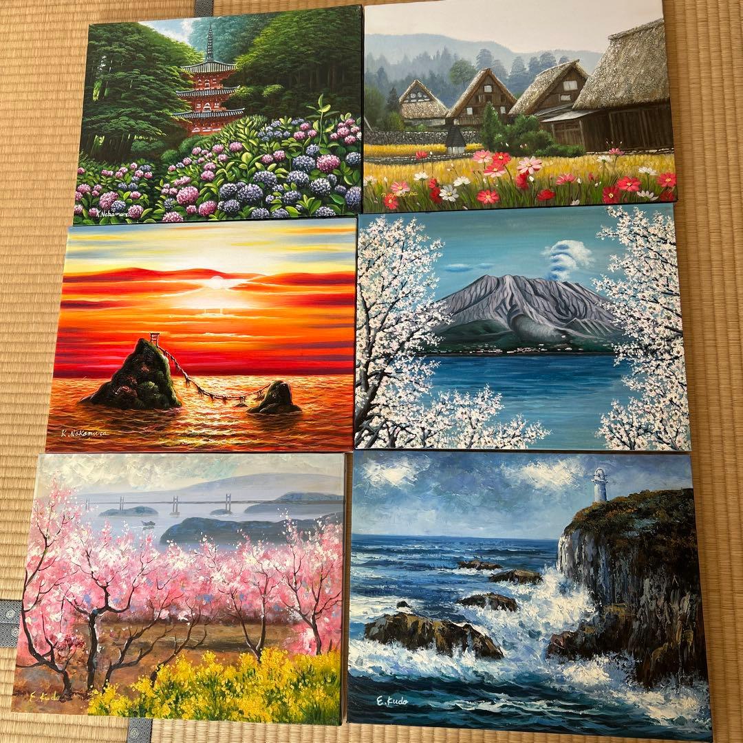 ★明日まで価格★ 6号　四季を彩る12月風景画　専用保存箱と額縁のセット