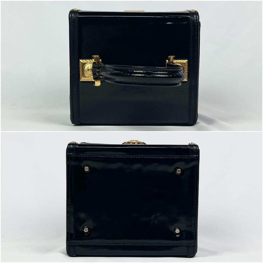 美品 VERSACE ヴェルサーチ バニティ ハンドバッグ サンバースト レザー