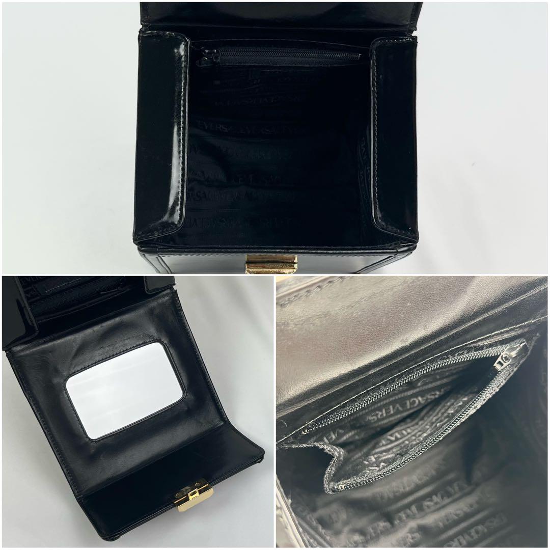 美品 VERSACE ヴェルサーチ バニティ ハンドバッグ サンバースト レザー