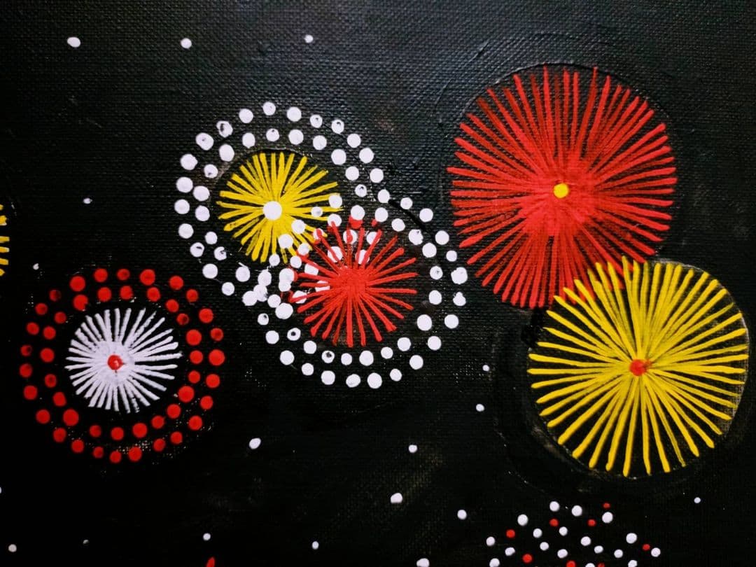 【F6号】山下清【両国の花火】手描き/表裏サイン・共シール有り/油彩/油絵/額縁