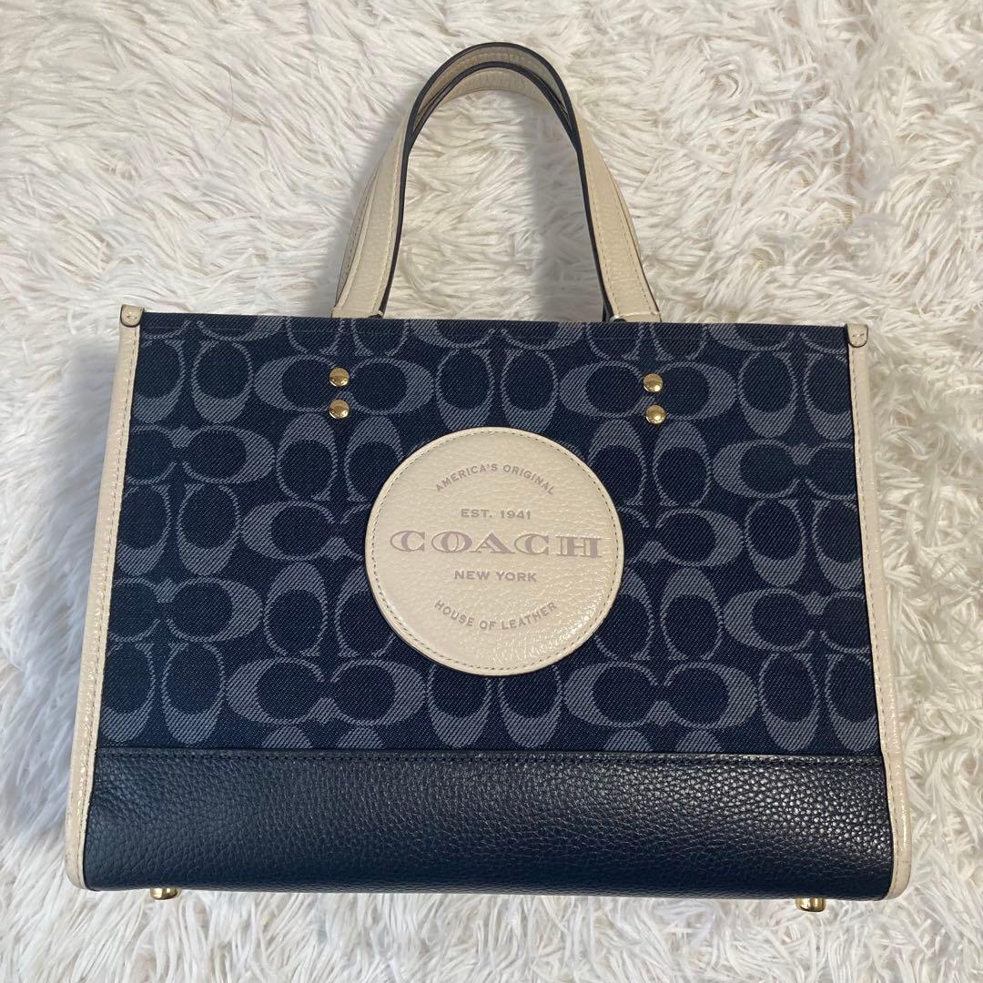 美品　現行　コーチ　ショルダーバッグ　2way デンプシー デニム　デカロゴ