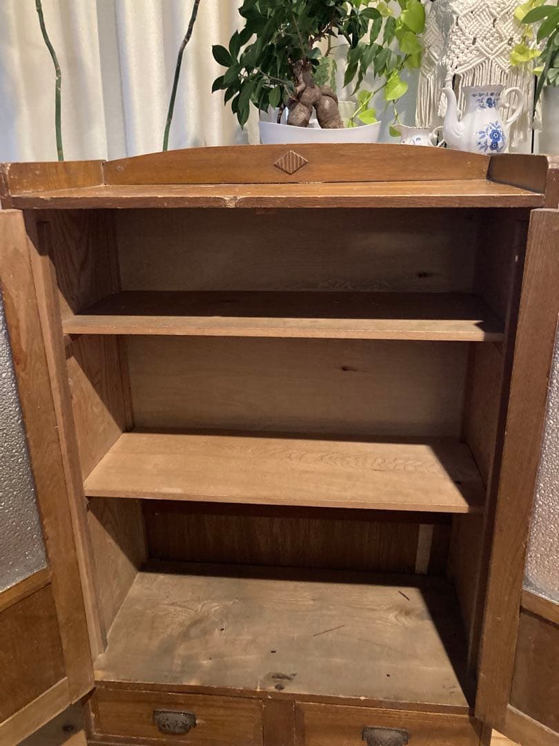 昭和レトロ ガラスキャビネット 本棚
