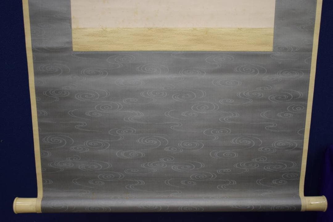 真作/田能村直入/富士山水帆舟図/絹表装/布袋屋掛軸HJ-336