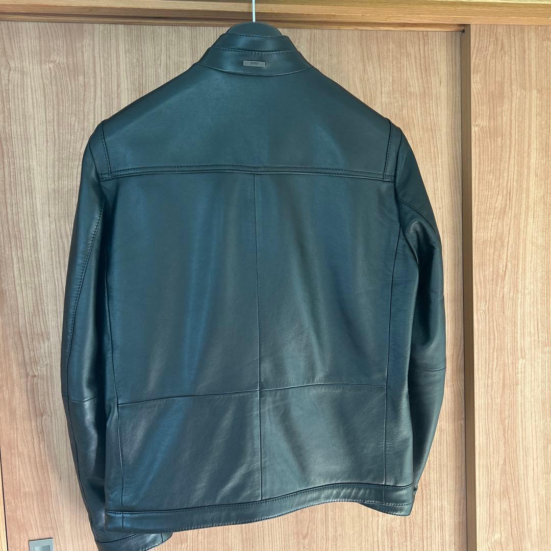 ヒューゴボス レザーシングルライダースジャケット 46