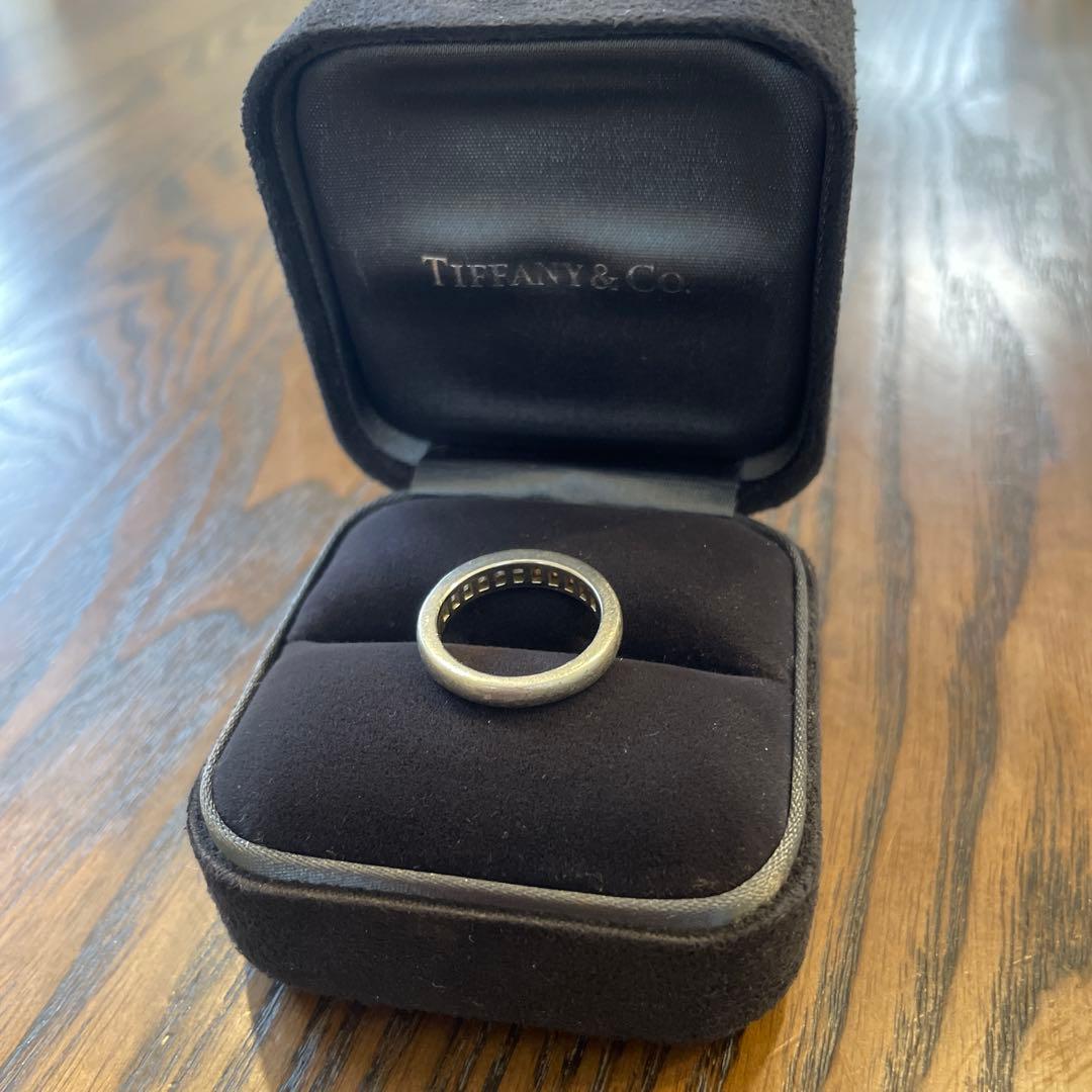 ティファニー Pt950 プリンセスカット ハーフエタニティダイアモンドリング