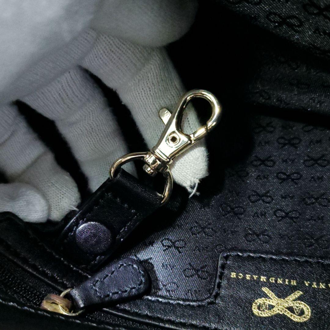 美品 アニヤハインドマーチ 斜めがけ可 ショルダーバッグ レザー　ブラック